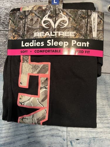 Realtree Ladies Sleep Pant, Relaxed Fit, Black or Pink, Camouflage - Thumbnail 3