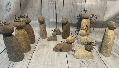 Kalalou River Rock Nativity Scene Set of 12 pieces
