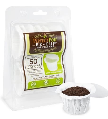Perfect Pod EZ-Cup 2.0 Unbleached Disposable Paper Coffee Filters, 200ct, USA - Thumbnail 2