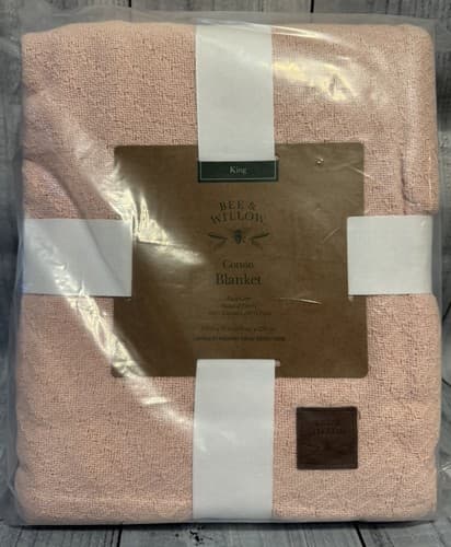 Bee & Willow Home King Cotton Blanket 102x90 Pink Natural Fibers 100% Cotton