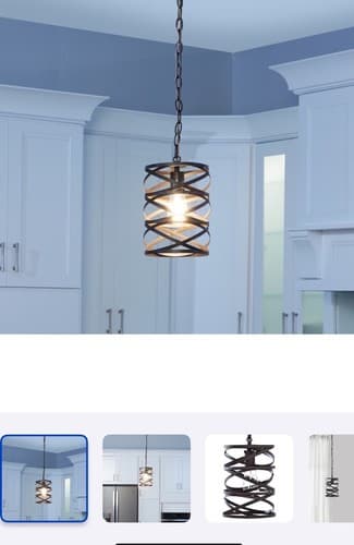 allen+roth Winship 1-Light Bronze Metal Cylinder Small Hanging Pendant Light NEW - Thumbnail 2