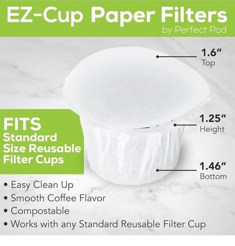 Perfect Pod EZ-Cup 2.0 Unbleached Disposable Paper Coffee Filters, 200ct, USA - Thumbnail 3