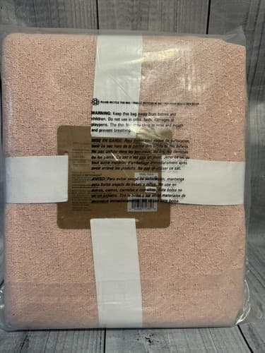 Bee & Willow Home King Cotton Blanket 102x90 Pink Natural Fibers 100% Cotton - Thumbnail 3