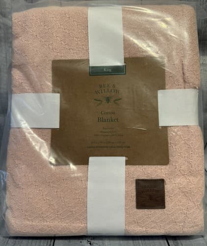Bee & Willow Home King Cotton Blanket 102x90 Pink Natural Fibers 100% Cotton - Thumbnail 2
