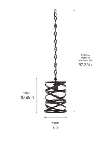 allen+roth Winship 1-Light Bronze Metal Cylinder Small Hanging Pendant Light NEW - Thumbnail 4