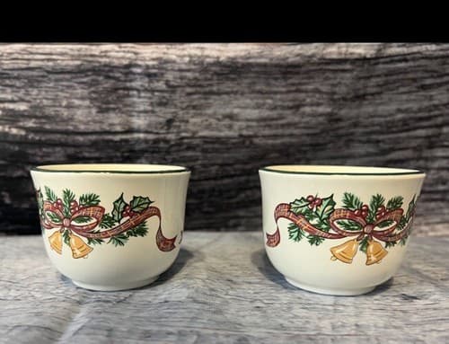 RARE! Pair of Johnson Brothers Victorian Christmas Votive Candle Holders