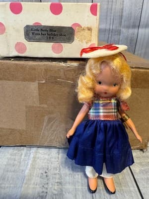 Nancy Ann Storybook Betty Blue Doll W/Outfit & Hat #109 Rooted Hair