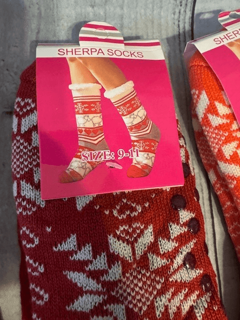 Winter Women Socks Thick Cozy Fuzzy Sherpa Fleece-lined Thermal Non-Skid Slipper - Thumbnail 3