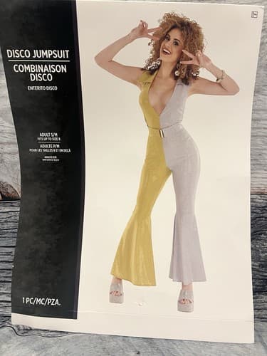 70's Disco Jumpsuit Retro Suit Fancy Dress Up Halloween Adult Costume - Thumbnail 2