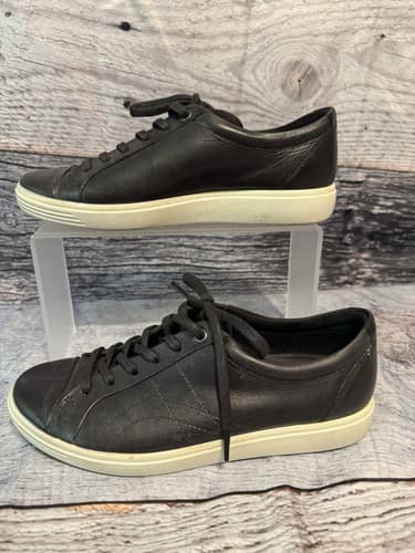 Ecco Soft Comfort~Womens Size 7-7.5 Black Casual Walking Leather Shoes Sneakers