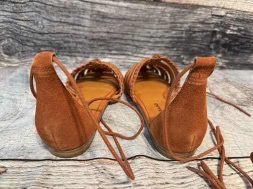 NEW~Lucky Brand Brocki Sumac Flat Sandals flats size 8M Burnt Orange Rust Color - Thumbnail 4