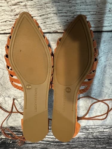 NEW~Lucky Brand Brocki Sumac Flat Sandals flats size 8M Burnt Orange Rust Color - Thumbnail 5