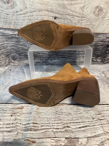Vince Camuto Womens Bibestie Ankle Boots Block Heel Pointed Toe Camel Suede 8.5M - Thumbnail 6