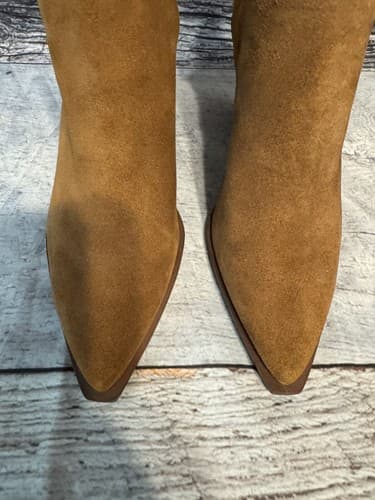 Vince Camuto Womens Bibestie Ankle Boots Block Heel Pointed Toe Camel Suede 8.5M - Thumbnail 4