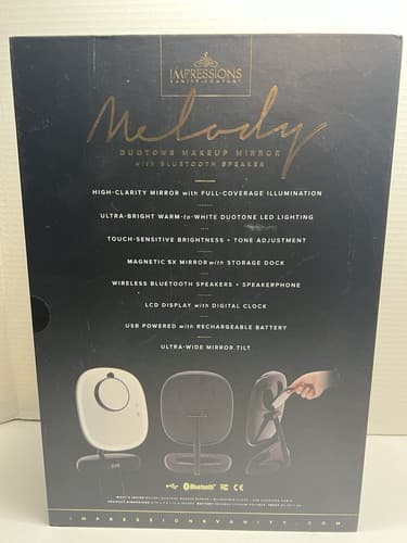 Impressions Vanity Melody Duotone Lighted Makeup Mirror with LED Strip Light. - Thumbnail 3