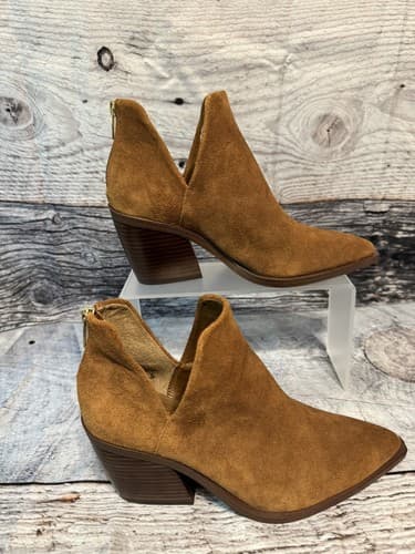 Vince Camuto Womens Bibestie Ankle Boots Block Heel Pointed Toe Camel Suede 8.5M - Thumbnail 2
