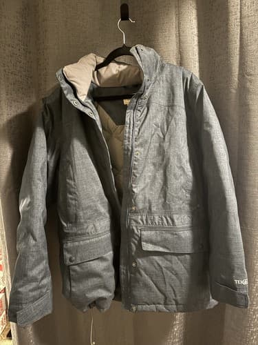 LL Bean TEK Down Parka Men 3XL Blue Waterproof Faux Fur Hood Puffer Jacket
