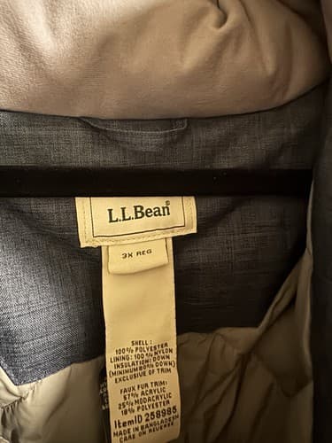 LL Bean TEK Down Parka Men 3XL Blue Waterproof Faux Fur Hood Puffer Jacket - Thumbnail 2