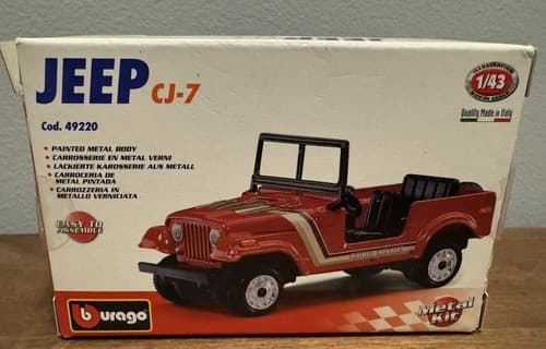 *NEW* 1:43 BBurago 49220 Red Jeep CJ-7 factory sealed metal kit - Thumbnail 2