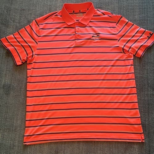 Under Armour HeatGear Men's Large Loose Orange Stripe Short Sleeve Polo 2XL