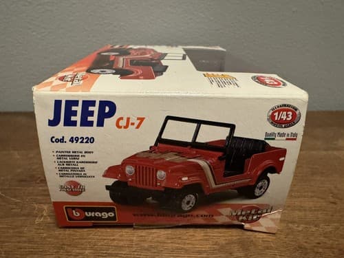 *NEW* 1:43 BBurago 49220 Red Jeep CJ-7 factory sealed metal kit - Thumbnail 5
