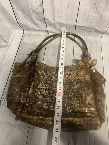 Frye~Deborah Distressed Leather Studded Brown Shoulder Bag Western $698 retail - Thumbnail 8