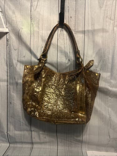 Frye~Deborah Distressed Leather Studded Brown Shoulder Bag Western $698 retail