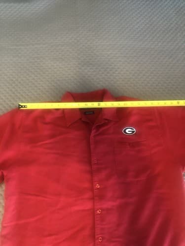 Reservoir Worldwide Men's Shirt Size Large Short Sleeve Peached Red GA Emblem - Thumbnail 4