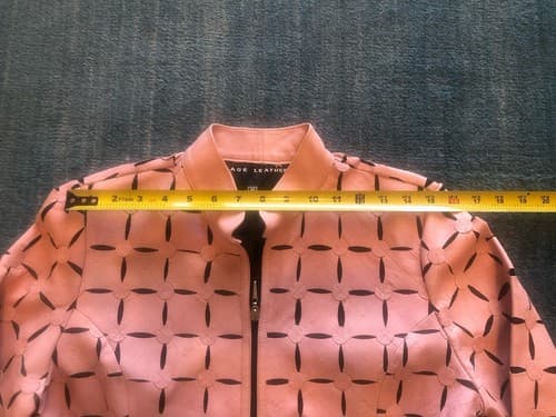 women’s image leather brand laser cut full zip jacket geometric Pink Size Medium - Thumbnail 5