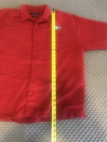 Reservoir Worldwide Men's Shirt Size Large Short Sleeve Peached Red GA Emblem - Thumbnail 5