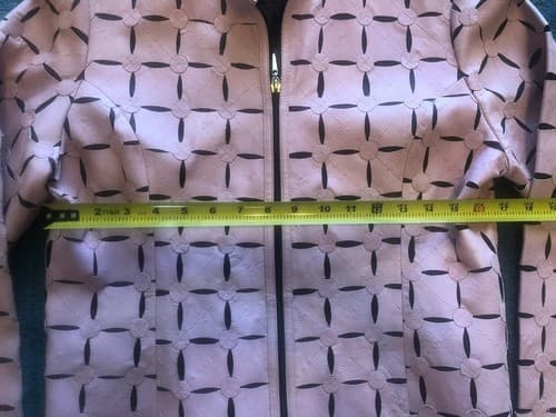 women’s image leather brand laser cut full zip jacket geometric Pink Size Medium - Thumbnail 6