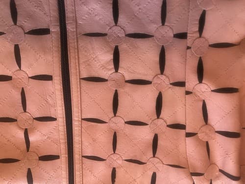 women’s image leather brand laser cut full zip jacket geometric Pink Size Medium - Thumbnail 4