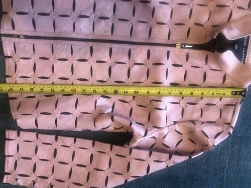 women’s image leather brand laser cut full zip jacket geometric Pink Size Medium - Thumbnail 7