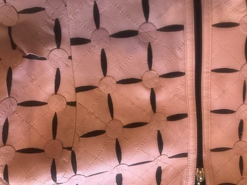 women’s image leather brand laser cut full zip jacket geometric Pink Size Medium - Thumbnail 9