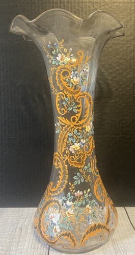 Antique MOSER HARRACH Bohemian painted glass vase