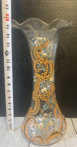 Antique MOSER HARRACH Bohemian painted glass vase - Thumbnail 2