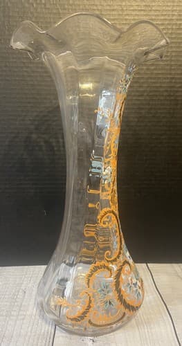 Antique MOSER HARRACH Bohemian painted glass vase - Thumbnail 3