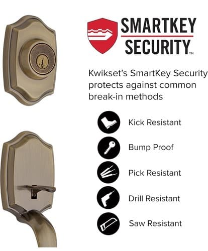 Kwikset Belleview Single Cylinder Handle Tylo SmartKey Antique Brass 96870-098 - Thumbnail 4