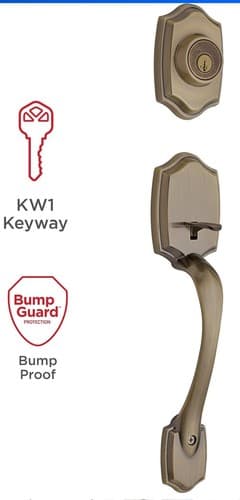 Kwikset Belleview Single Cylinder Handle Tylo SmartKey Antique Brass 96870-098 - Thumbnail 3