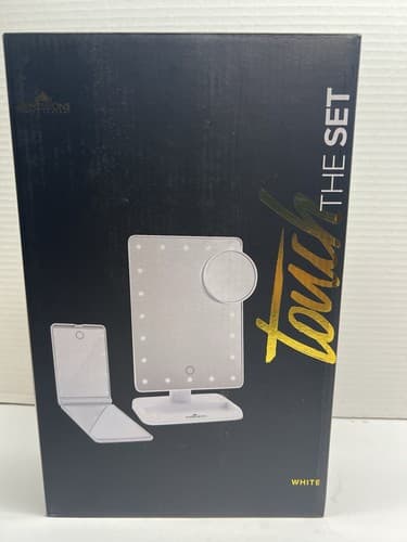 Impressions Vanity Touch The Set Black Makeup Mirror Touch Sensor Magnifying NEW