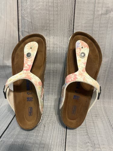 Birkenstock Gizeh BS Sandals Super Natural Floral Euro 38 / US 7 Worn One Time