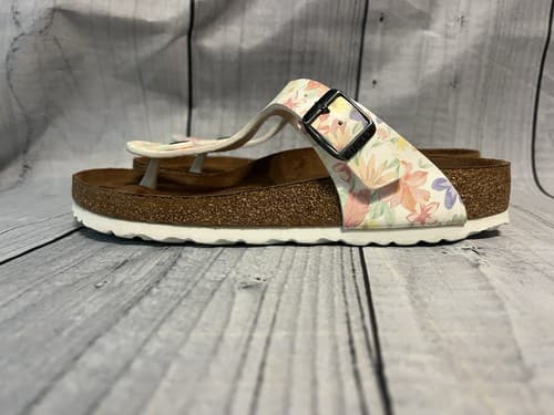 Birkenstock Gizeh BS Sandals Super Natural Floral Euro 38 / US 7 Worn One Time - Thumbnail 4