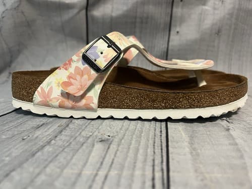 Birkenstock Gizeh BS Sandals Super Natural Floral Euro 38 / US 7 Worn One Time - Thumbnail 2