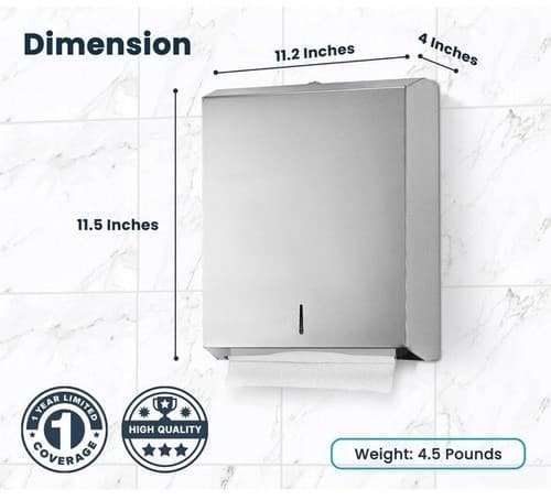 Paper Towel Dispenser Wall Mount Commercial C-Fold/Multi-Fold/Tri-Fold TOWELS - Thumbnail 5