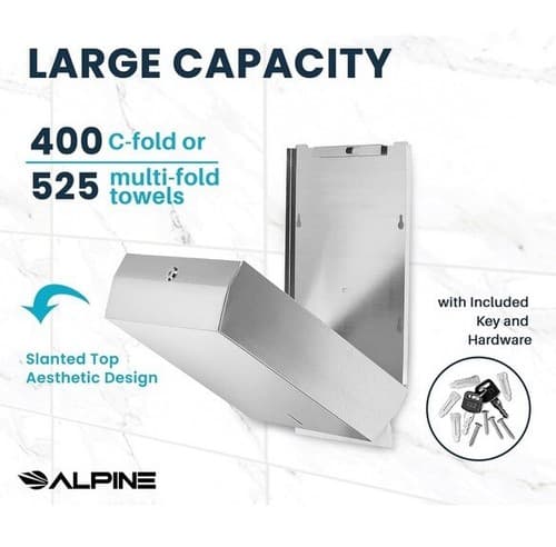 Paper Towel Dispenser Wall Mount Commercial C-Fold/Multi-Fold/Tri-Fold TOWELS - Thumbnail 4