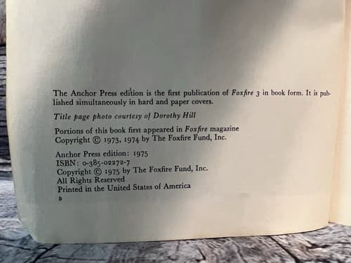 1975~Foxfire 3 Paperback 1975 Animal Care, ETC... Sustainable Living - Thumbnail 2