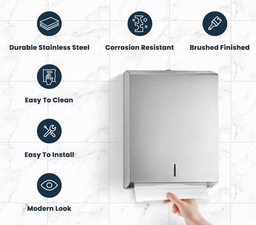Paper Towel Dispenser Wall Mount Commercial C-Fold/Multi-Fold/Tri-Fold TOWELS - Thumbnail 6