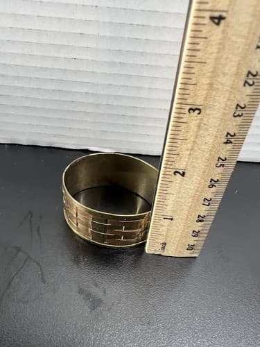 Vintage Set of 10 Napkin Holder Rings Brass and Copper Woven Made in India 1.5" - Thumbnail 4