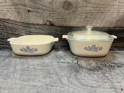 Set Of 2 Corningware Cornflower Pattern 1qt And 1.5 Qt Bowls. P-1-b, P-1 1/2-b - Thumbnail 2