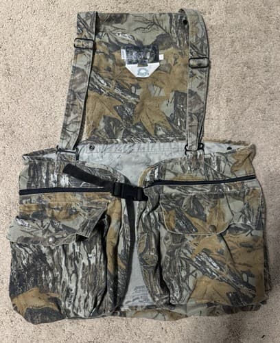 Vintage 10X Hunting Vest Sz Large Realtree Hardwoods Camo Hunting Seat Pad USA